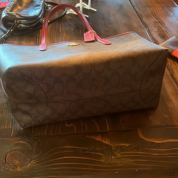 NWOT Coach City Tote Monogram with Red Leather Straps! - Picture 12 of 13